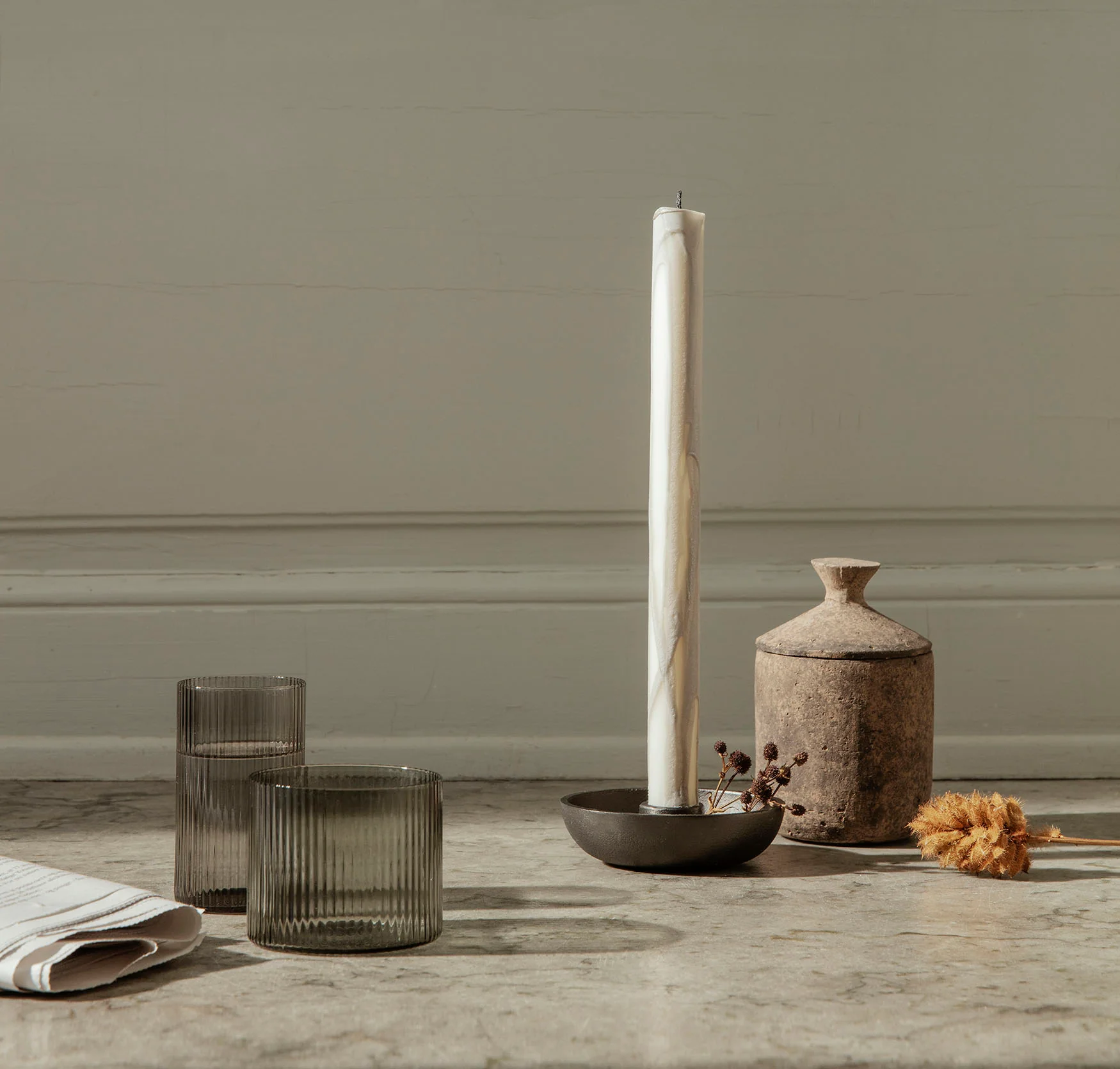 Ferm Living Bowl Candle Holder Single - Blackened Aluminium - Image 3