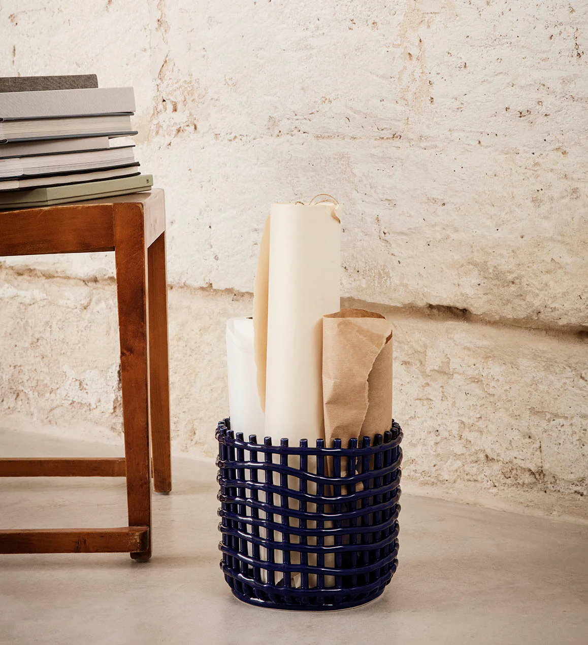 Ferm Living Ceramic Basket Large - Blue - Image 2