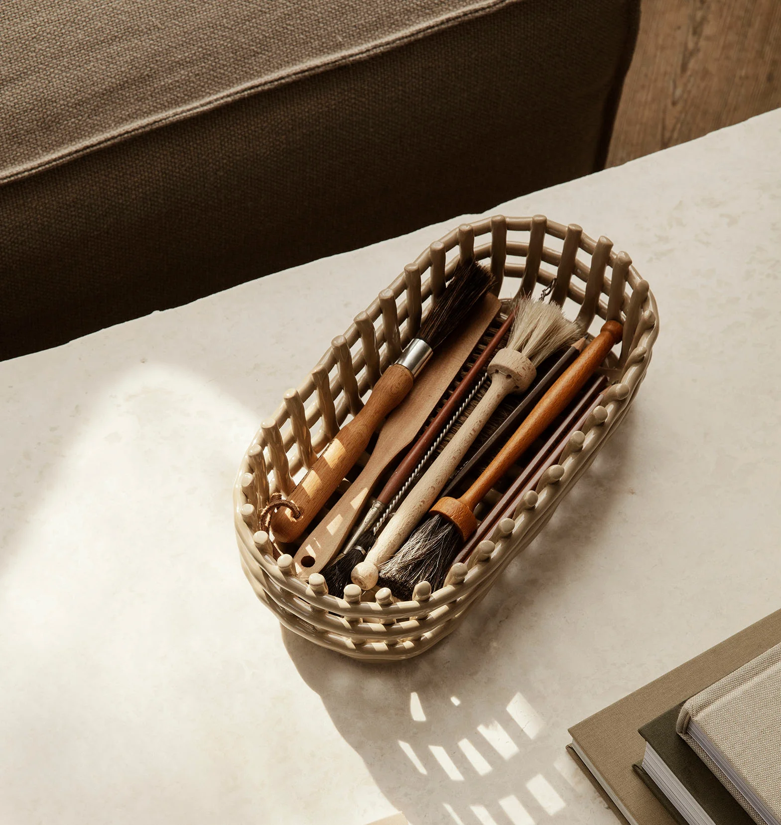 Ferm Living Ceramic Basket Oval - Cashmere - Image 2