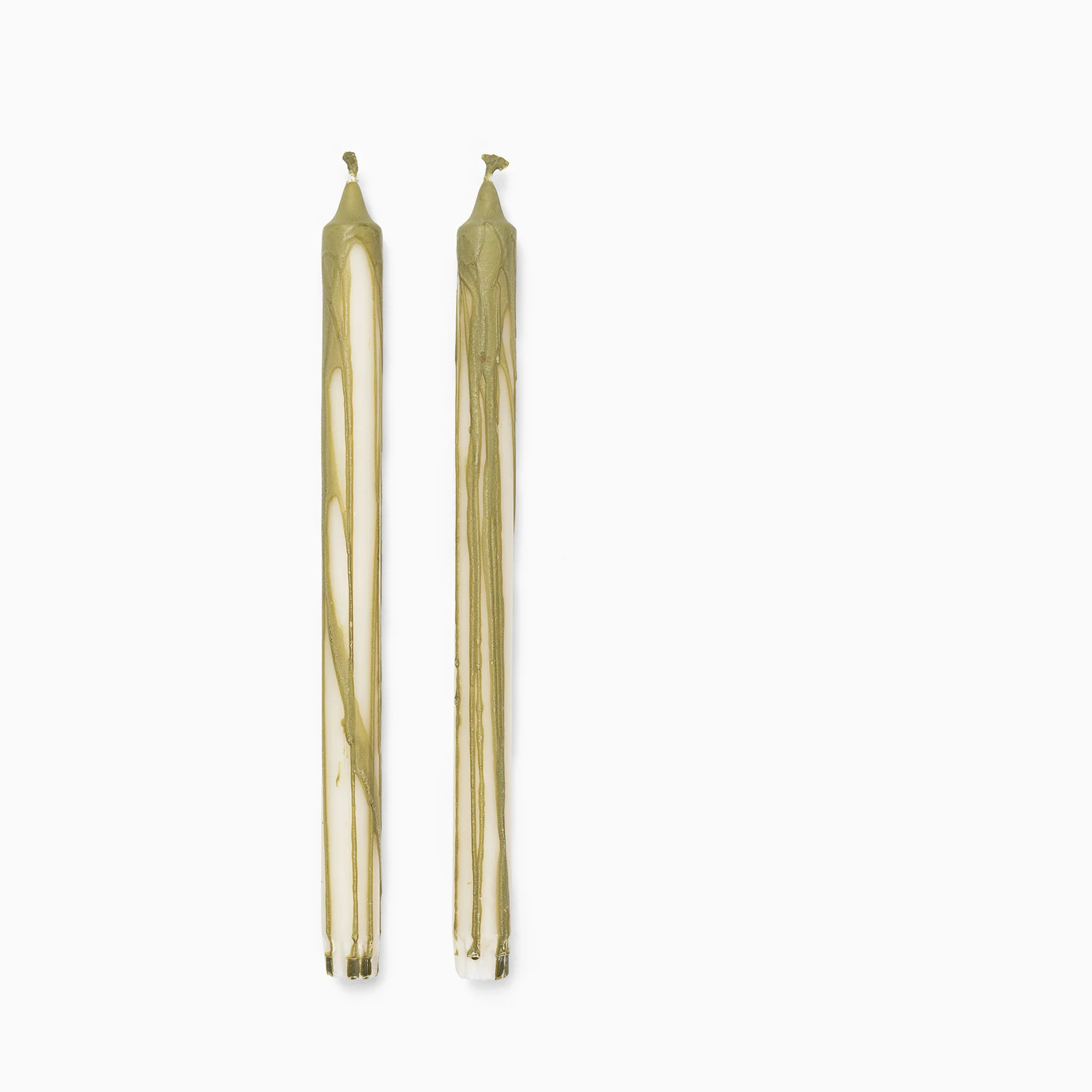 Ferm Living Dryp Candles (Set of 2) - Olive Green