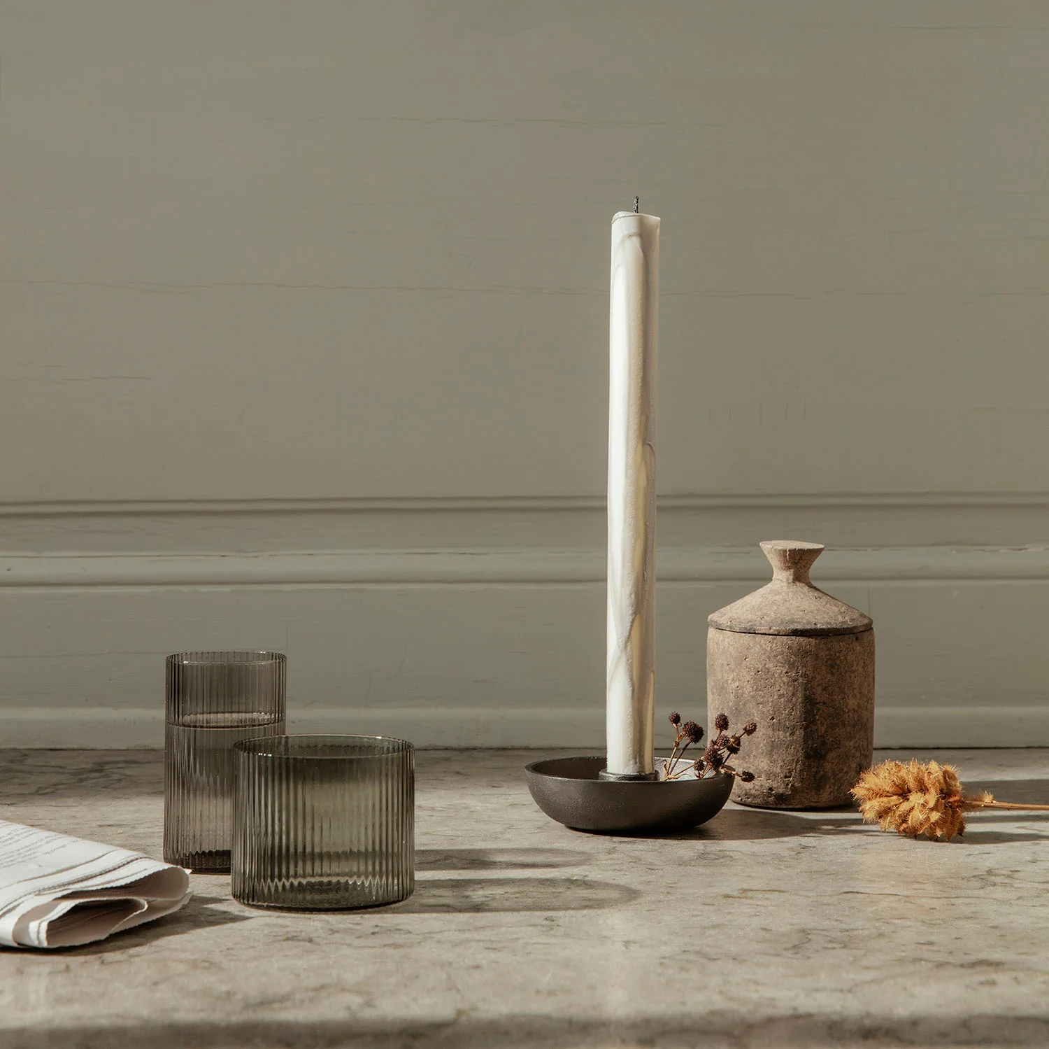 Ferm Living Dryp Candles (Set of 2) - Warm Grey - Image 3