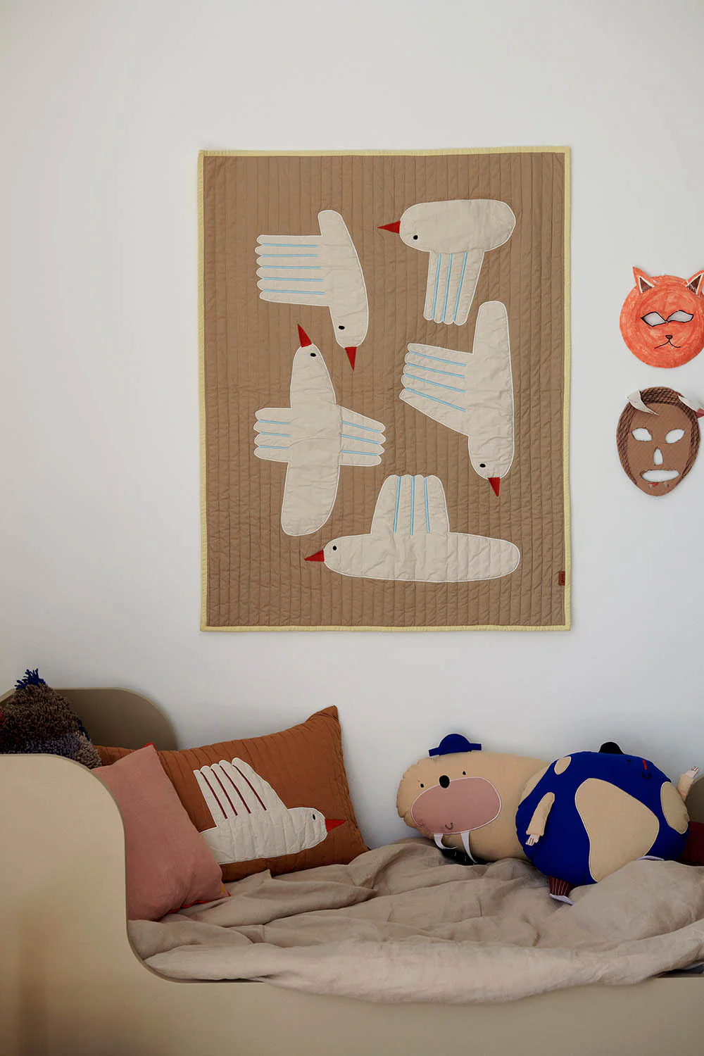 Ferm Living Bird Quilted Blanket - Sand - Image 2
