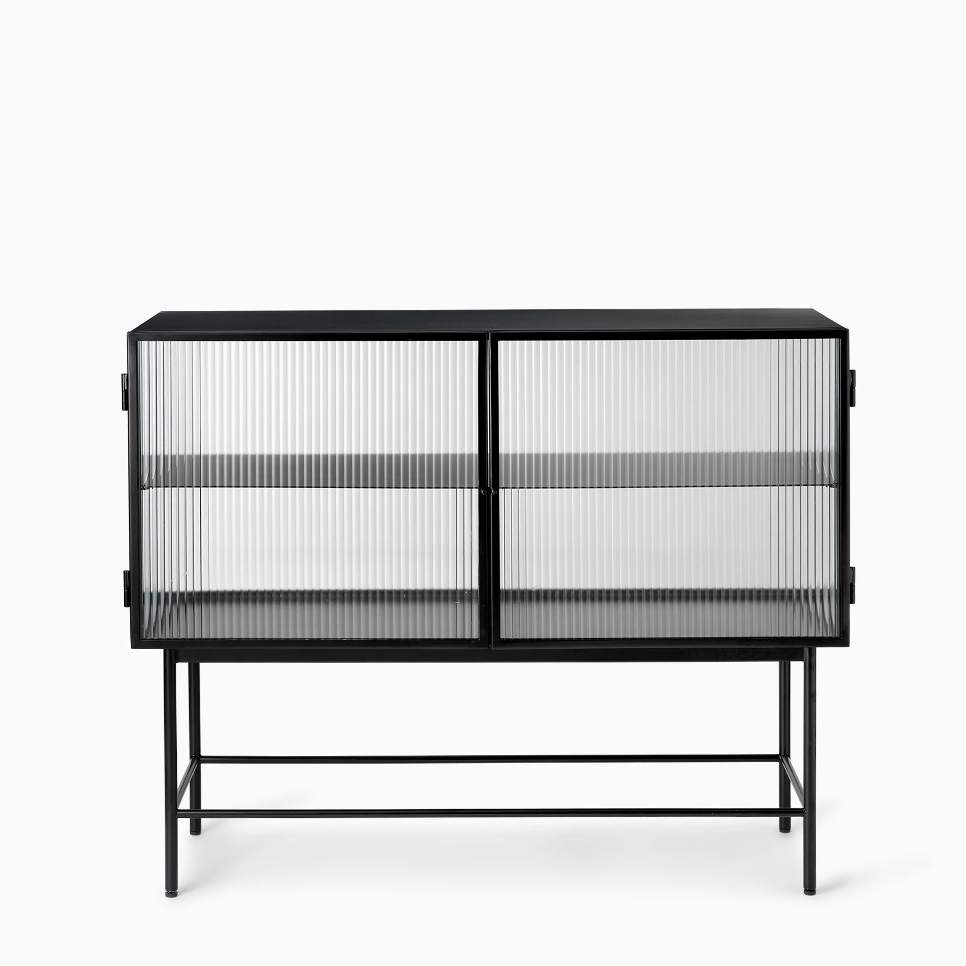 Ferm Living Haze Sideboard - Black Reeded Glass