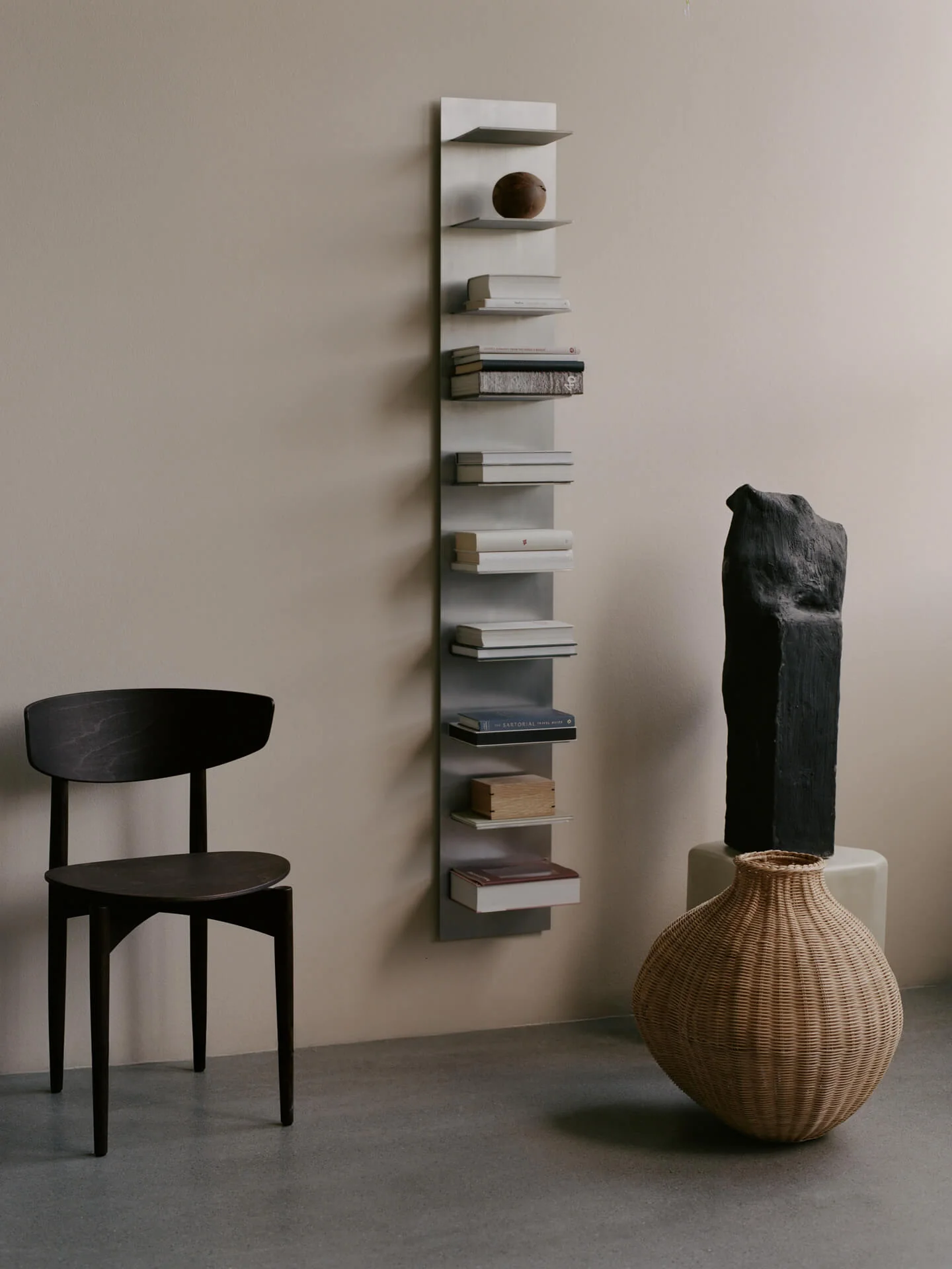 Ferm Living Lager Tall Wall Shelf Brushed Aluminium - Image 2