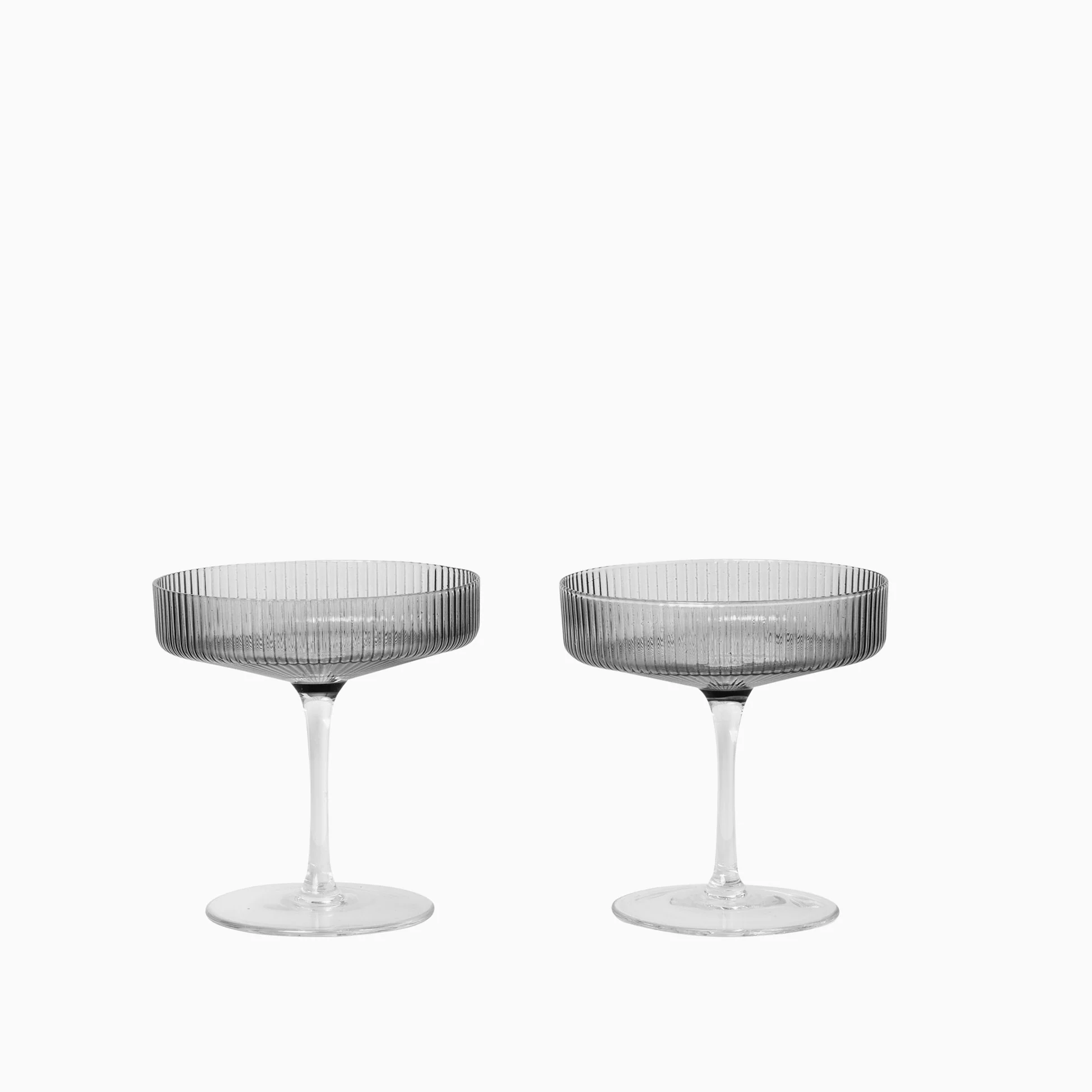 Ferm Living Ripple Champagne Saucer Smoked Grey (Set of 2)