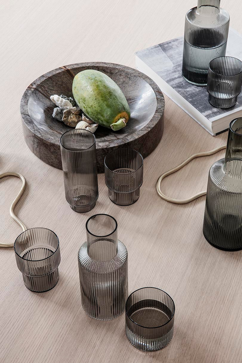 Ferm Living Ripple Long Drink Glasses (Set of 4) - Smoked Grey - Image 2