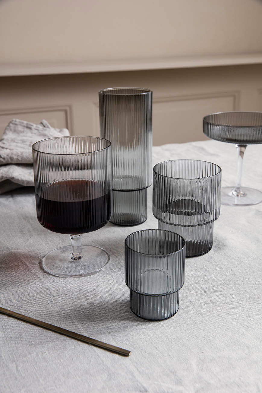 Ferm Living Ripple Wine Glasses Smoked Grey (Set of 2) - Image 2