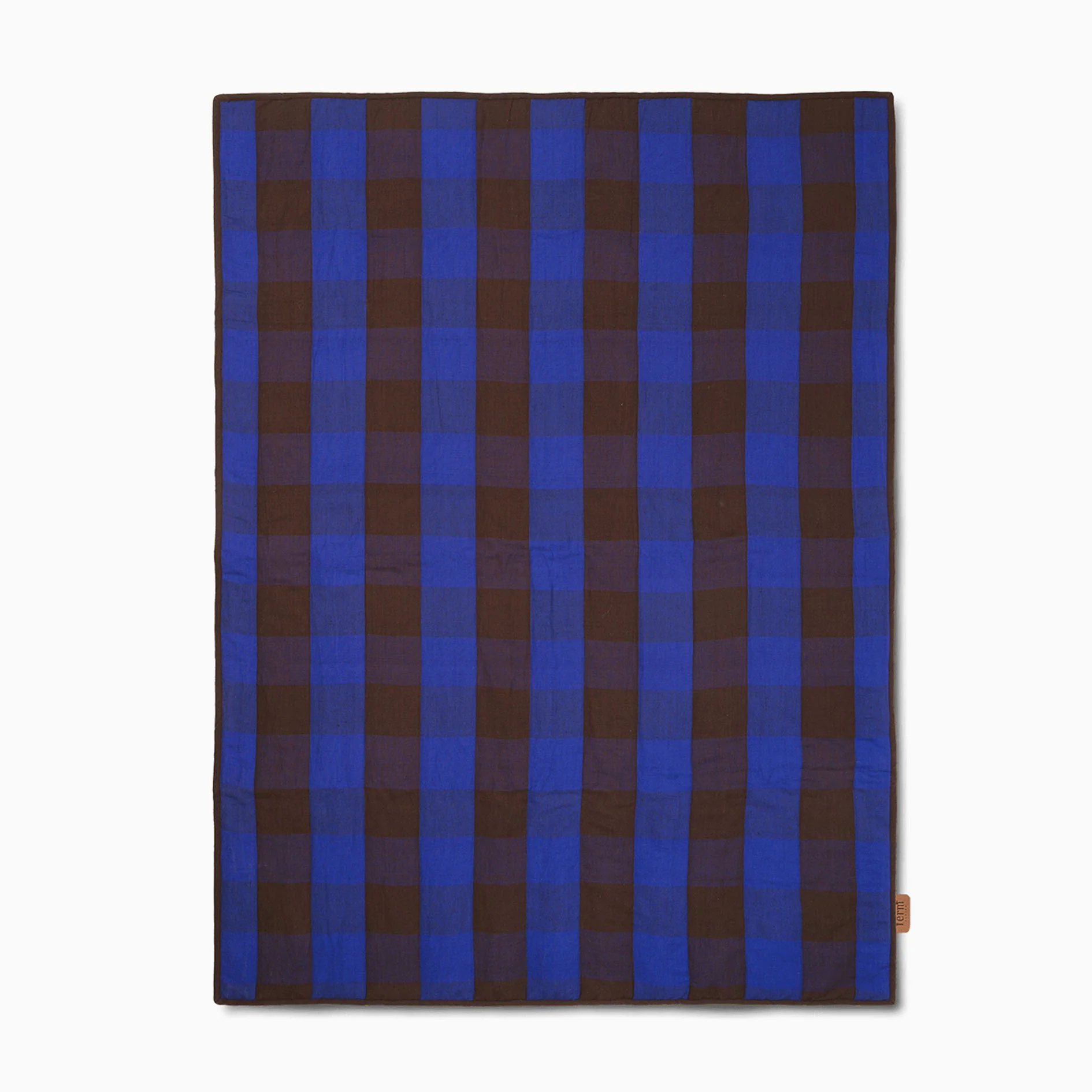 Ferm Living Grand Quilted Blanket- Choco/ Bright Blue - Image 3