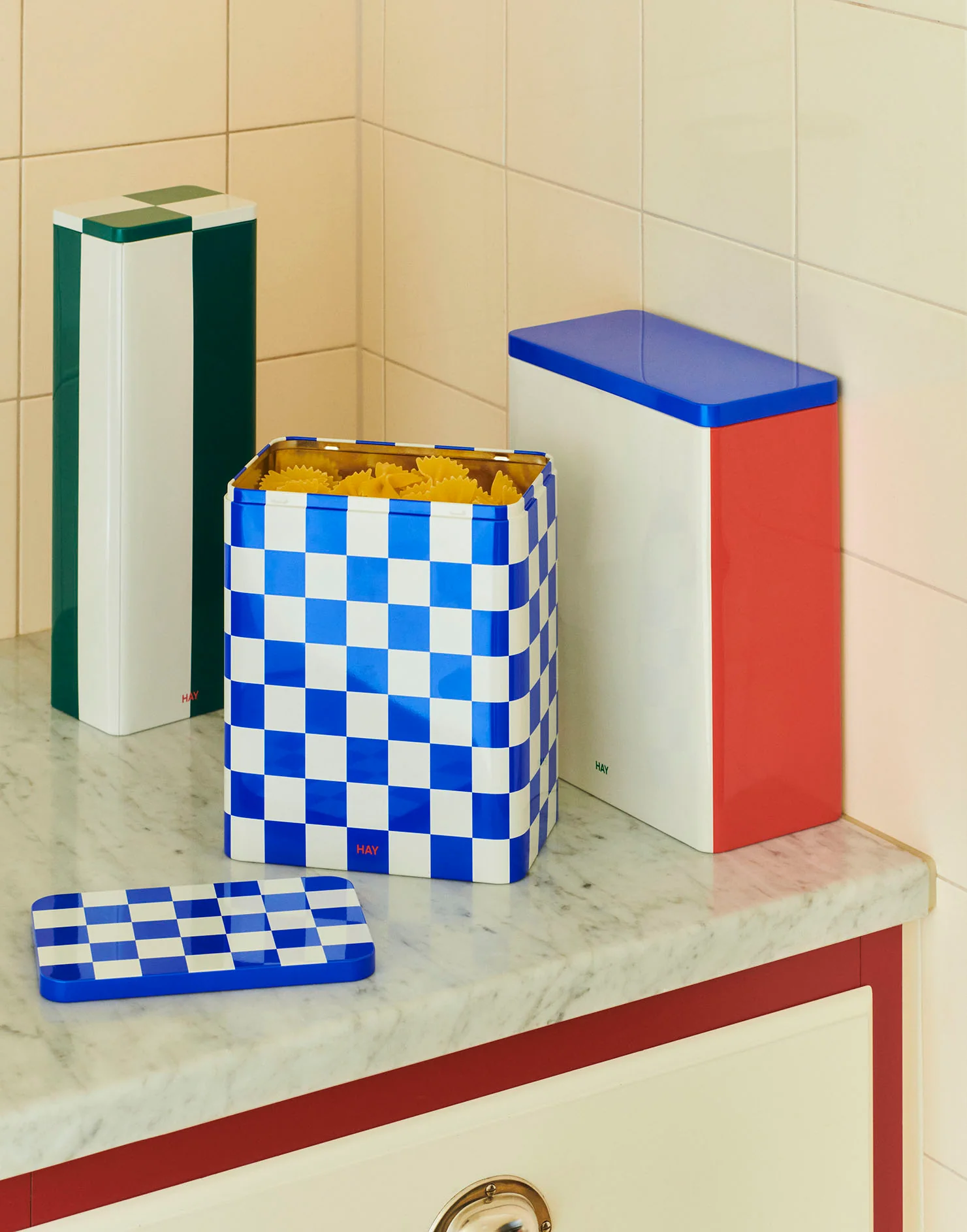 HAY Tin Container Slim - Green & Off-white - Image 3