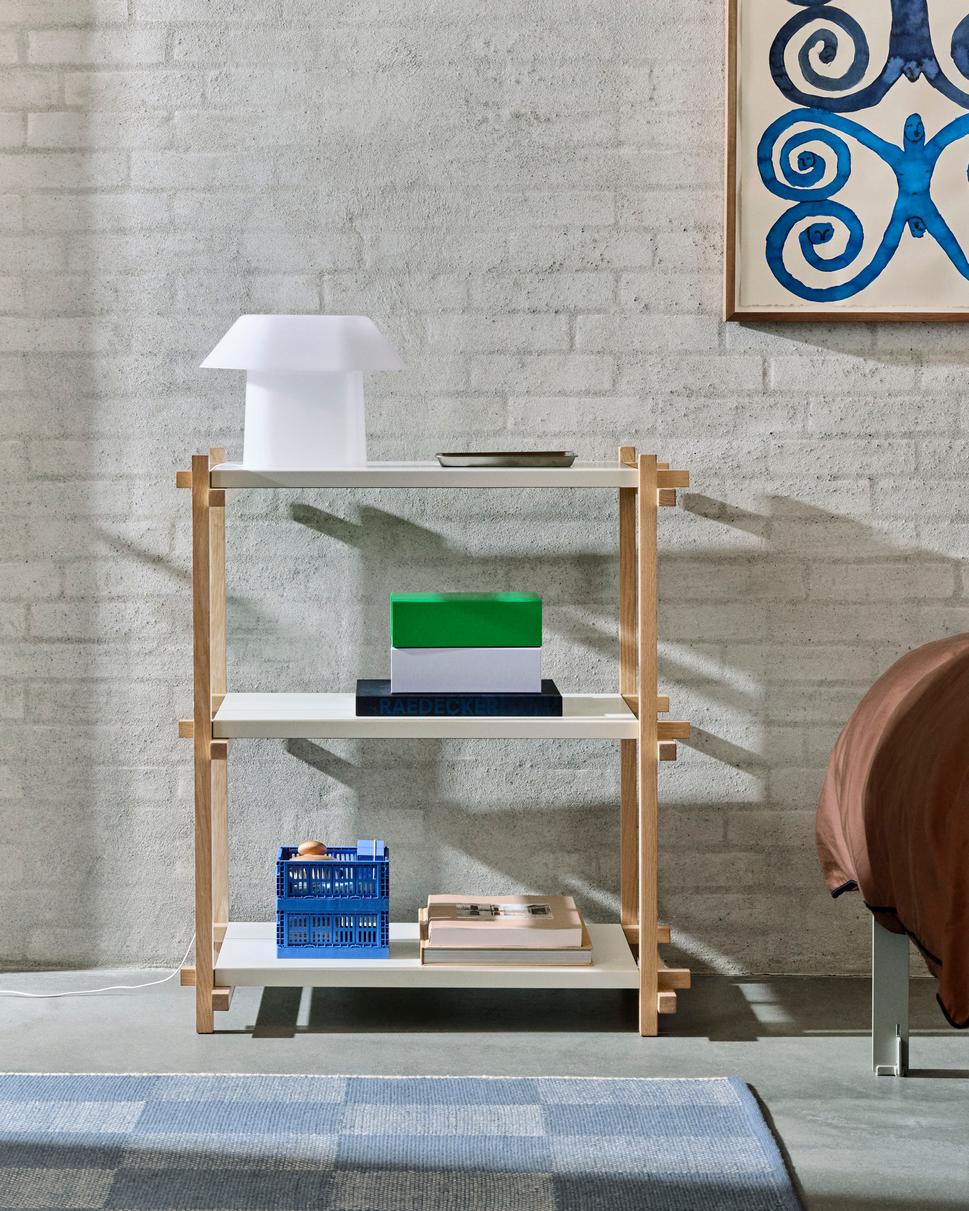 HAY Woody Shelving 2.0 Low Soaped Oak Frame Almond White Steel - Image 19