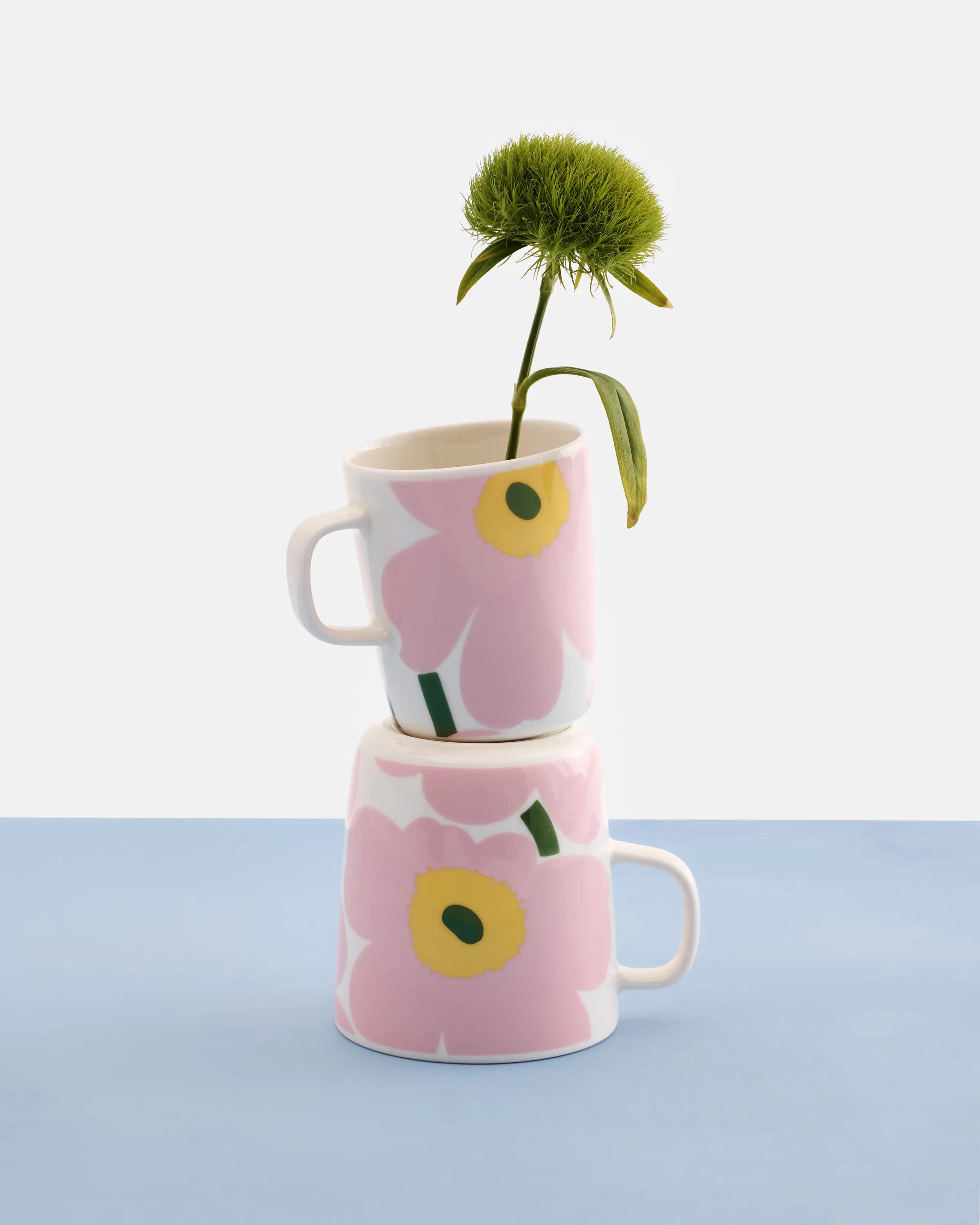 Marimekko Oiva / Unikko Mug 400ml - White/Pink/Light Yellow/Green - Image 2