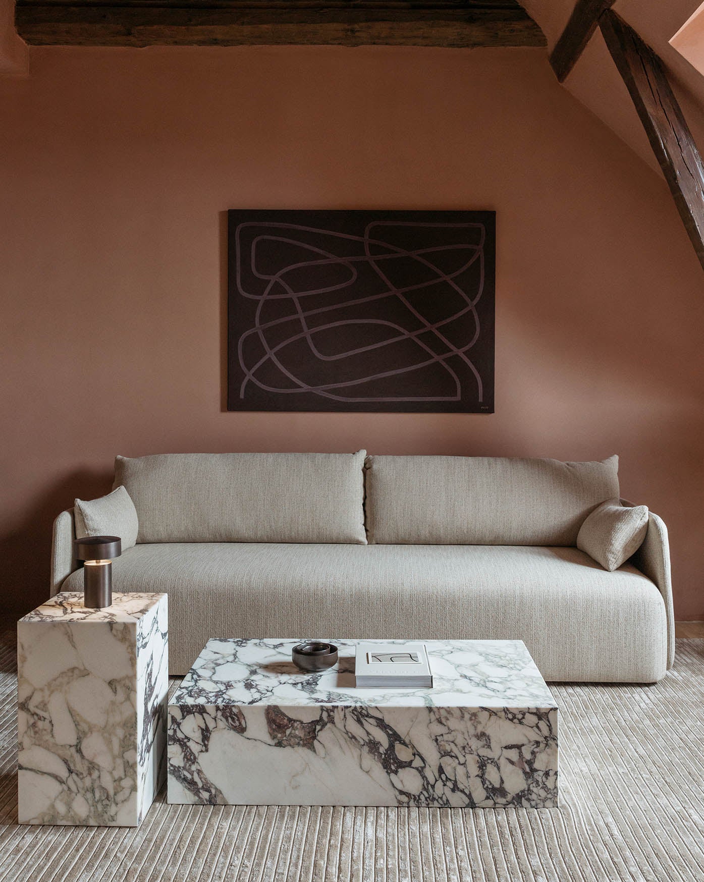Audo Copenhagen Plinth Low - Rose Calacatta Viola Marble - Image 3