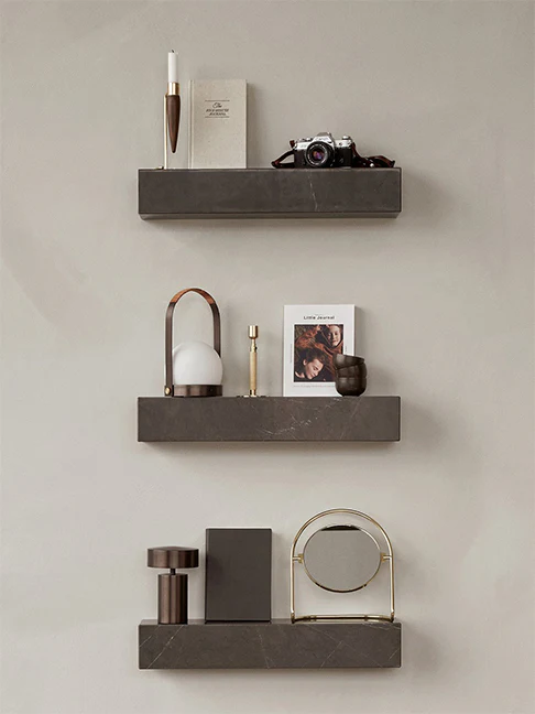 Audo Copenhagen Plinth Shelf - Grey Kendzo Marble - Image 3