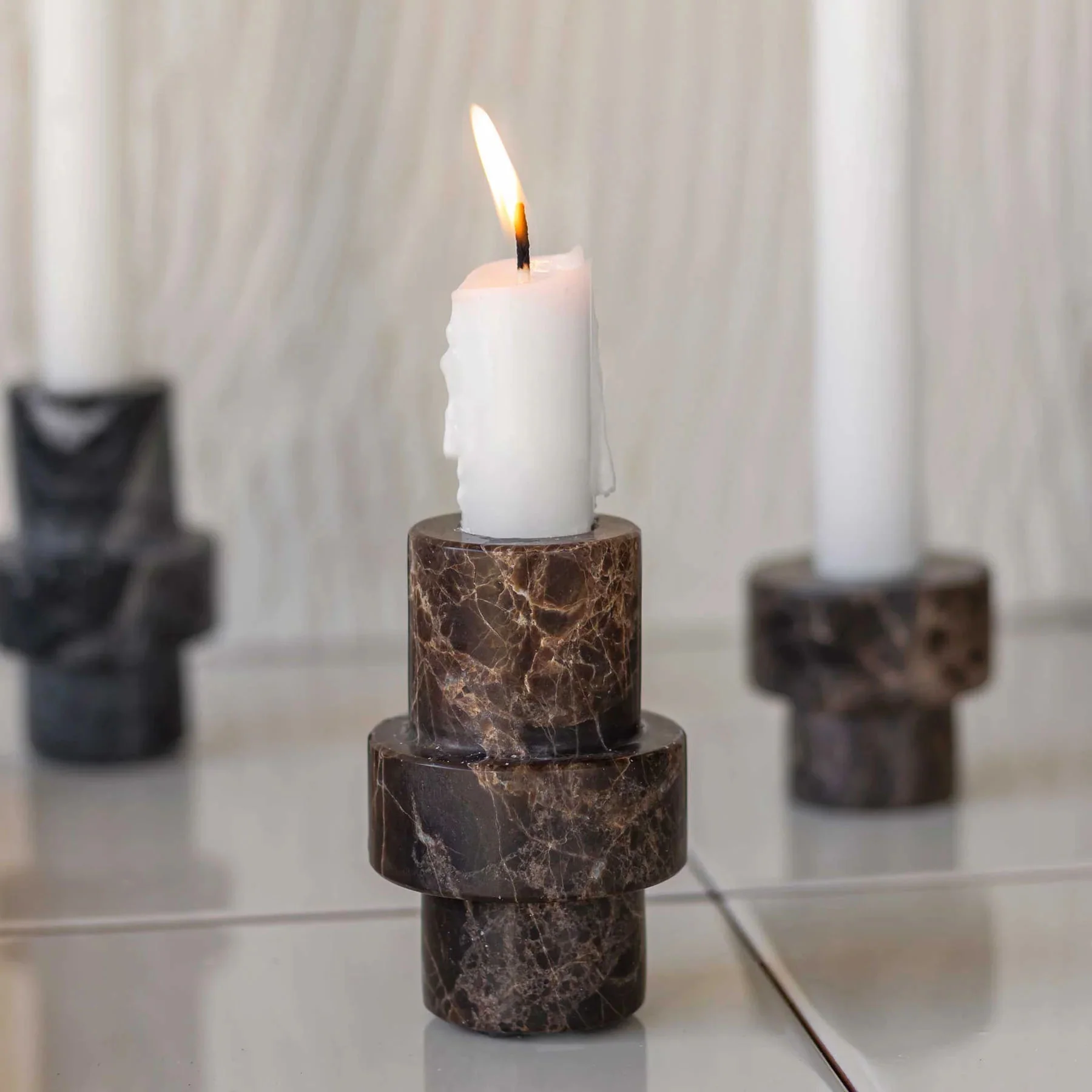 Mette Ditmer Marble Candleholder Large - Brown - Image 2