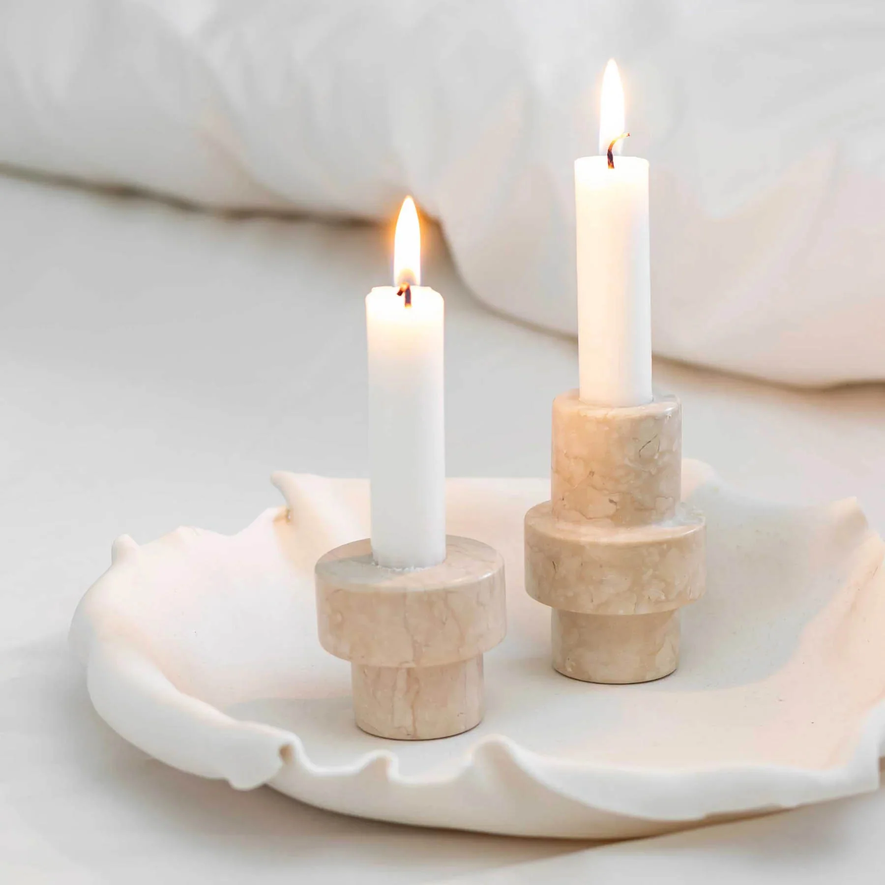 Mette Ditmer Marble Candleholder, Large - Sand - Image 2