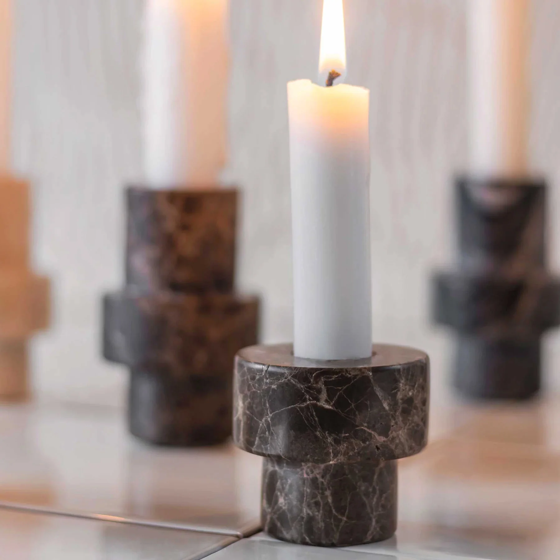 Mette Ditmer Marble Candleholder, Small - Brown - Image 2
