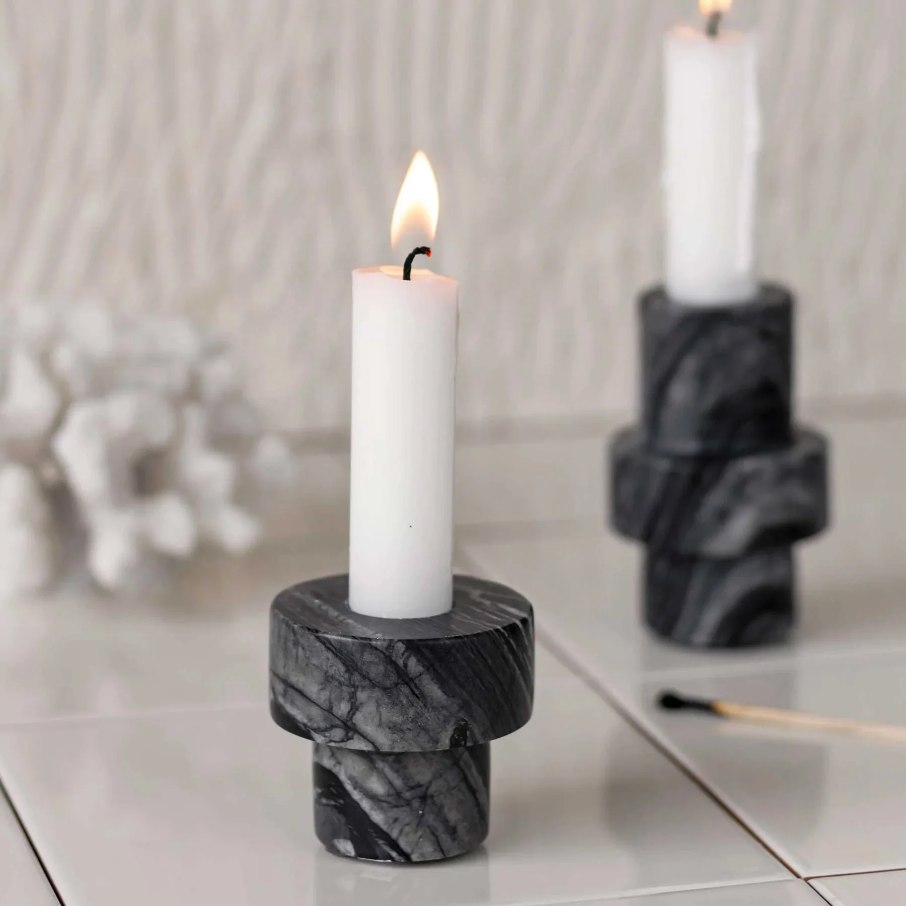 Mette Ditmer Marble Candleholder, Small - Grey - Image 2