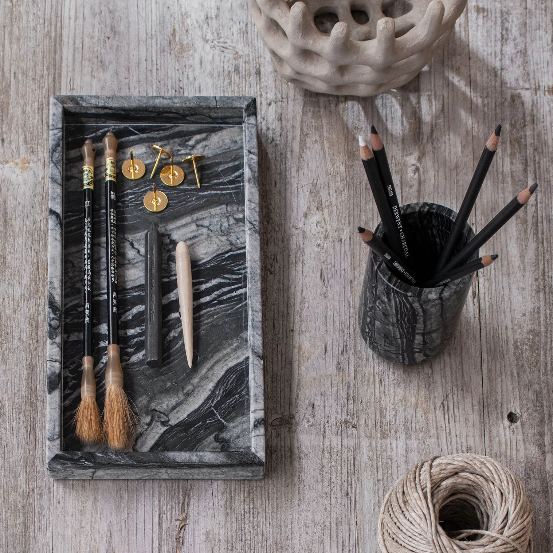 Mette Ditmer Marble Deco Tray - Black/Grey - Image 2