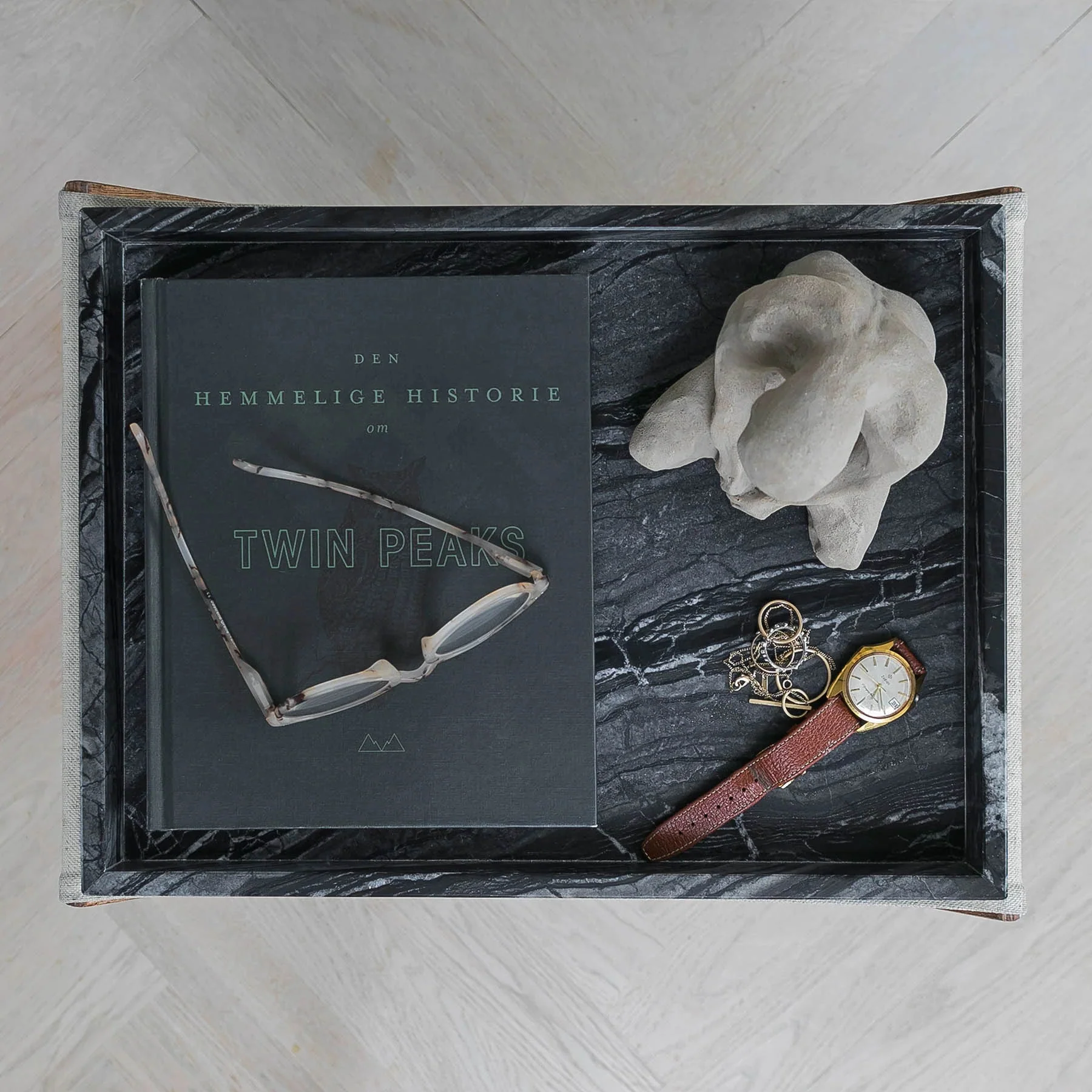 Mette Ditmer Marble Tray, Large - Black/Grey - Image 3