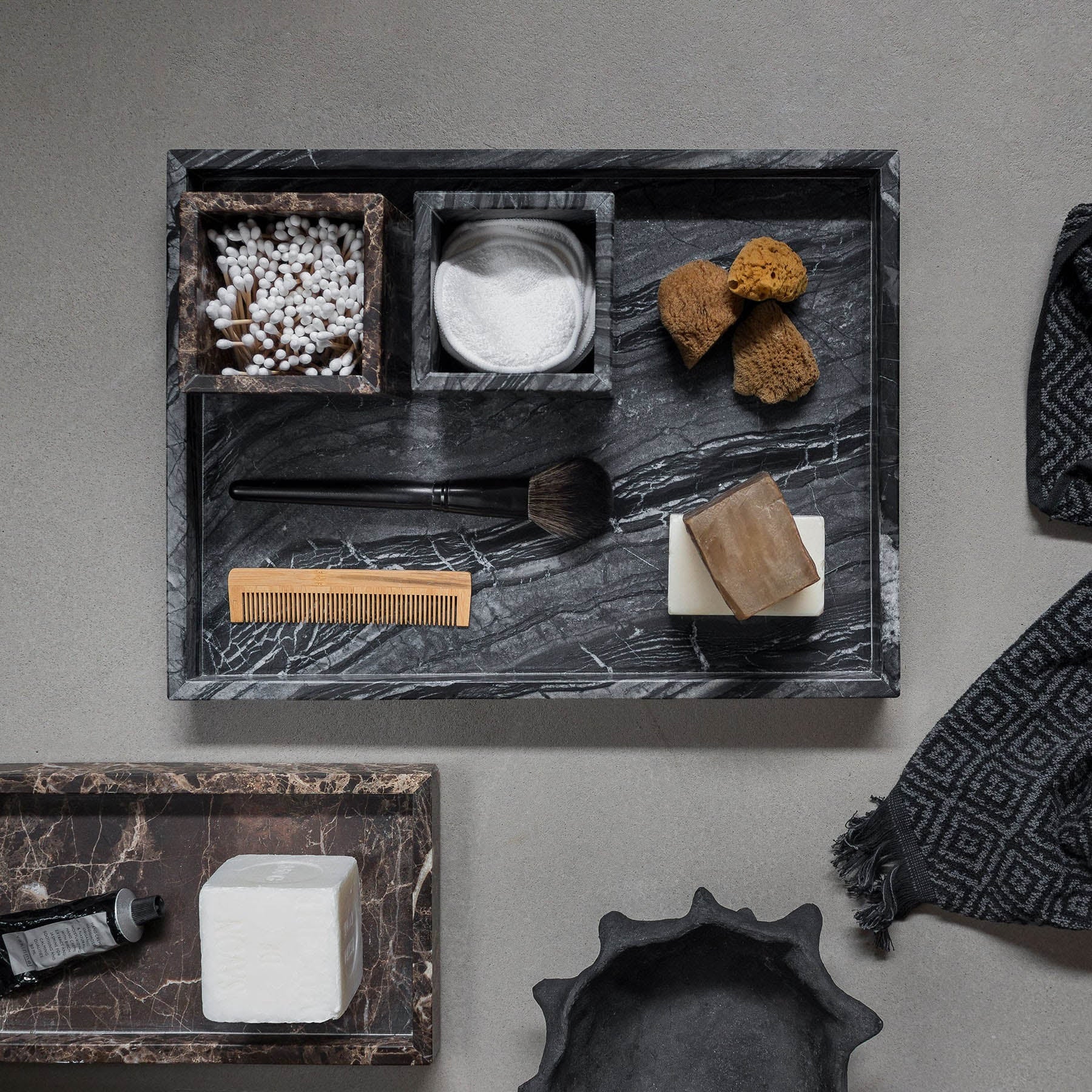Mette Ditmer Marble Tray, Large - Black/Grey - Image 4