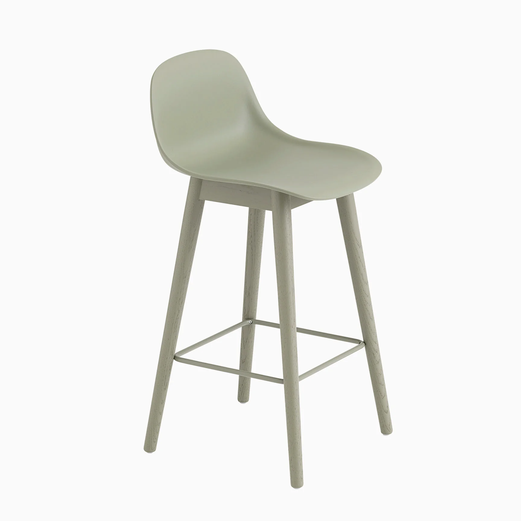 Muuto Fiber Stool with Backrest - Wood Base - Image 3