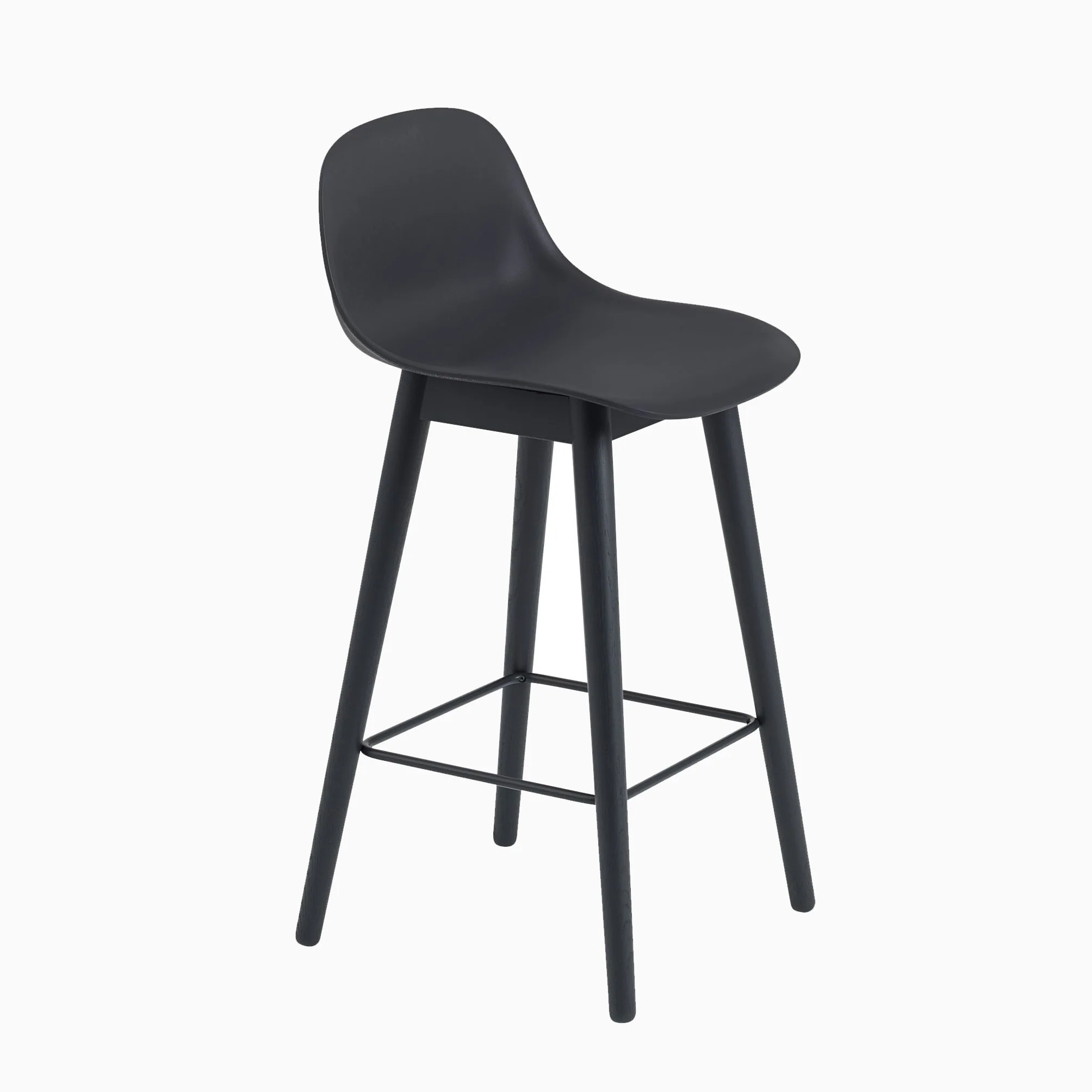 Muuto Fiber Stool with Backrest - Wood Base - Image 6