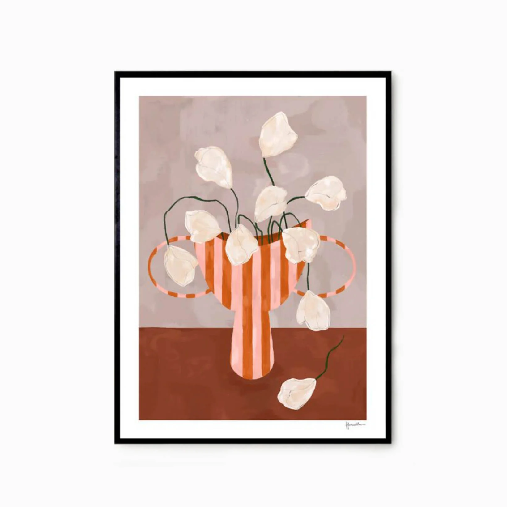 The Poster Club Frankie Penwill - White Flowers in Striped Vase